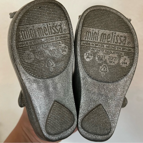 Mini Melissa Toddler Silver Glitter Cat Shoes Size 7 - Picture 9 of 11
